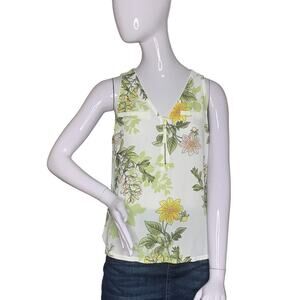 Candie’s Top Sleeveless Zip Up Floral Print Size S Pullover V Neck
